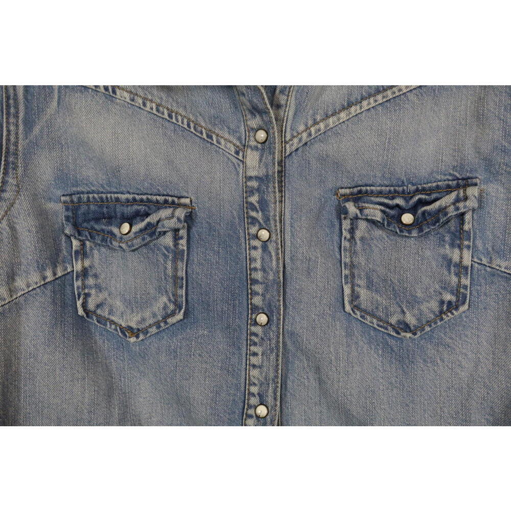 FB Sister denim top with button snaps in Canal Blue size Large - Picture 4 of 9
